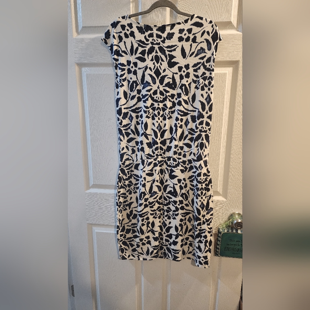 LOFT Monochrome Floral Midi Dress